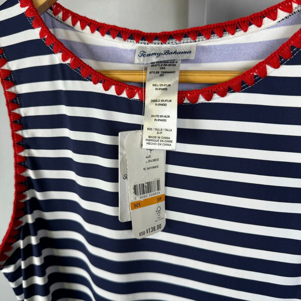 Tommy Bahama NEW Breton Stripe Spa Dress Navy White Swim Ladies Size Sma… - Picture 4 of 6